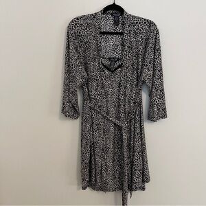 Leopard print night shirt plus robe sleepwear L